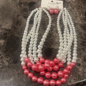 Core White and Pink Pearl Necklace Set